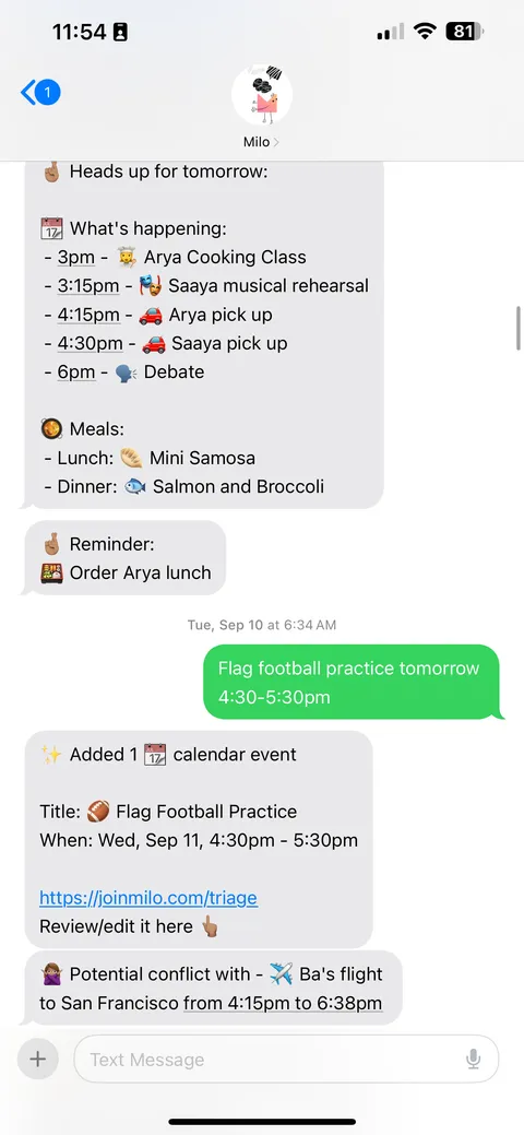 Milo app screenshot